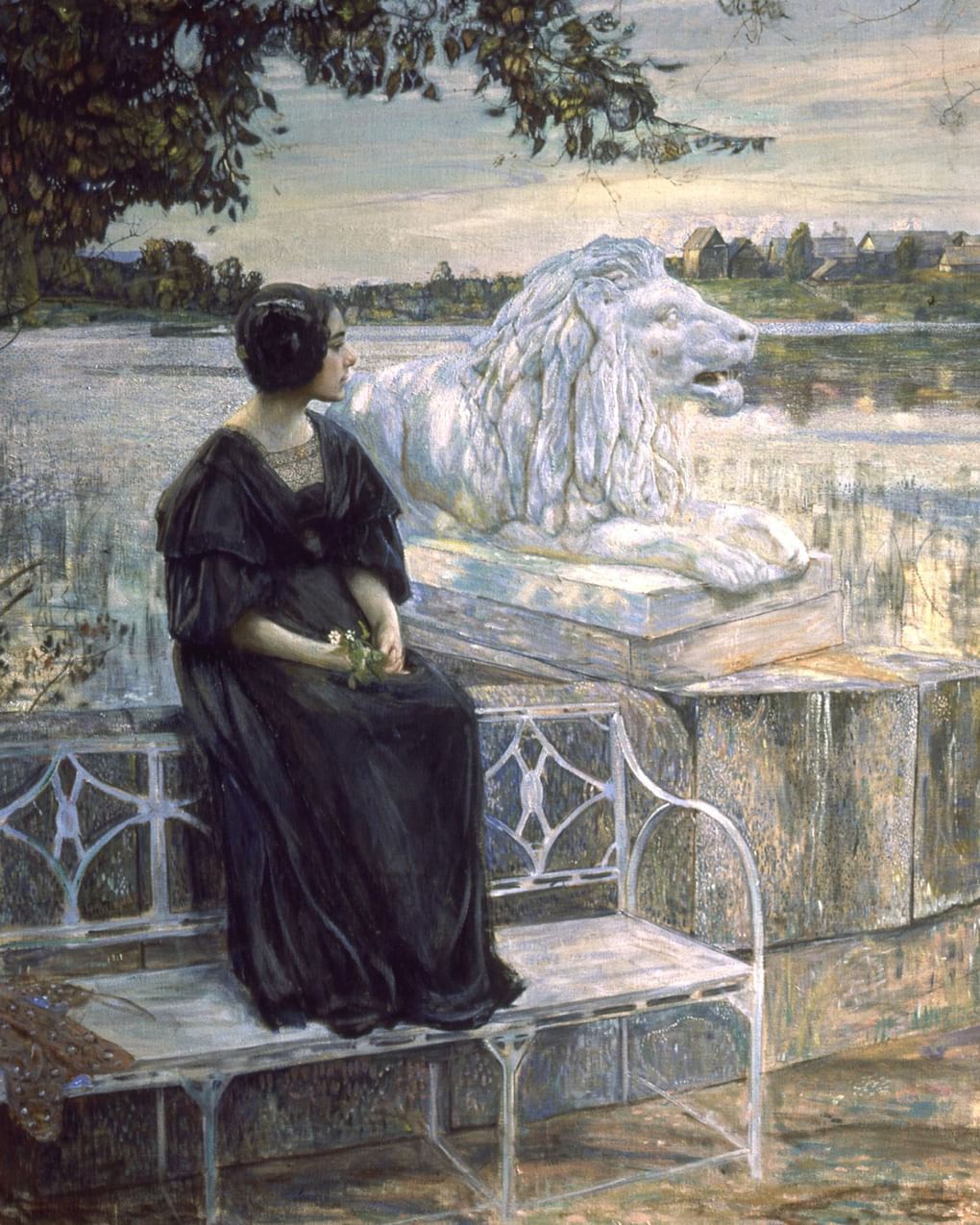 Исаак Бродский. Портрет Л.М. Бродской на террасе (фрагмент). 1908. Государственный Русский музей, Санкт-Петербург