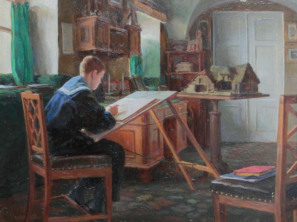 Кирилл (Карл) Лемох. Великий князь Михаил Александрович за рисованием. 1892. Государственный историко-художественный дворцово-парковый музей-заповедник «Гатчина», Гатчина, Ленинградская область