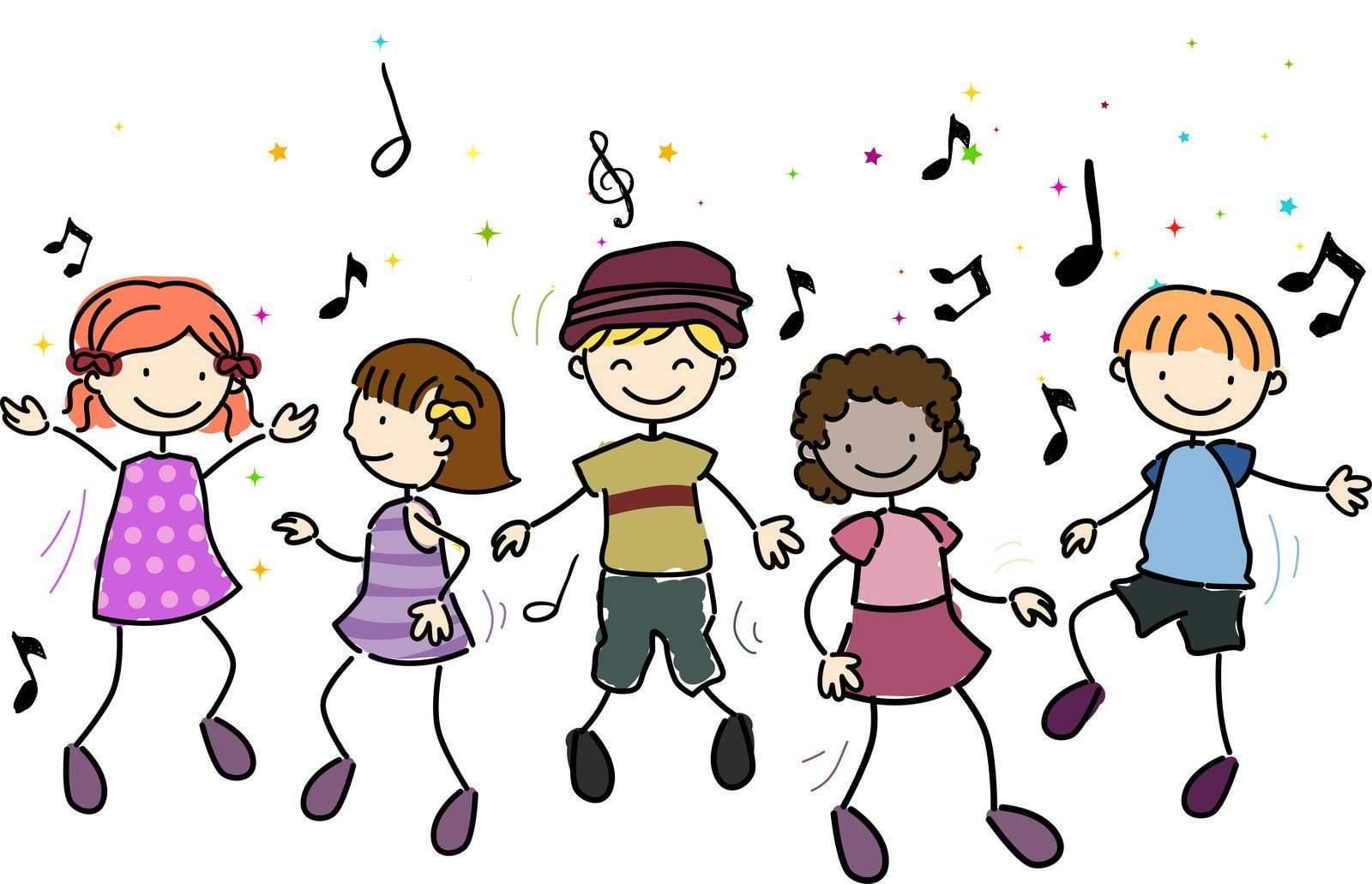 Рисование дети танцуют на музыкальном занятии