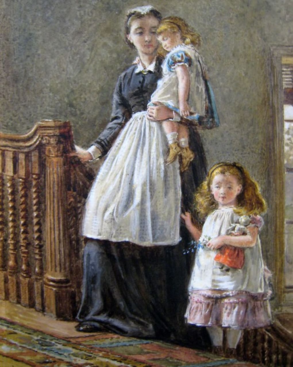 Джордж Гулвин Килберн. Гувернантка с двумя девочками. 1873. Частное собрание