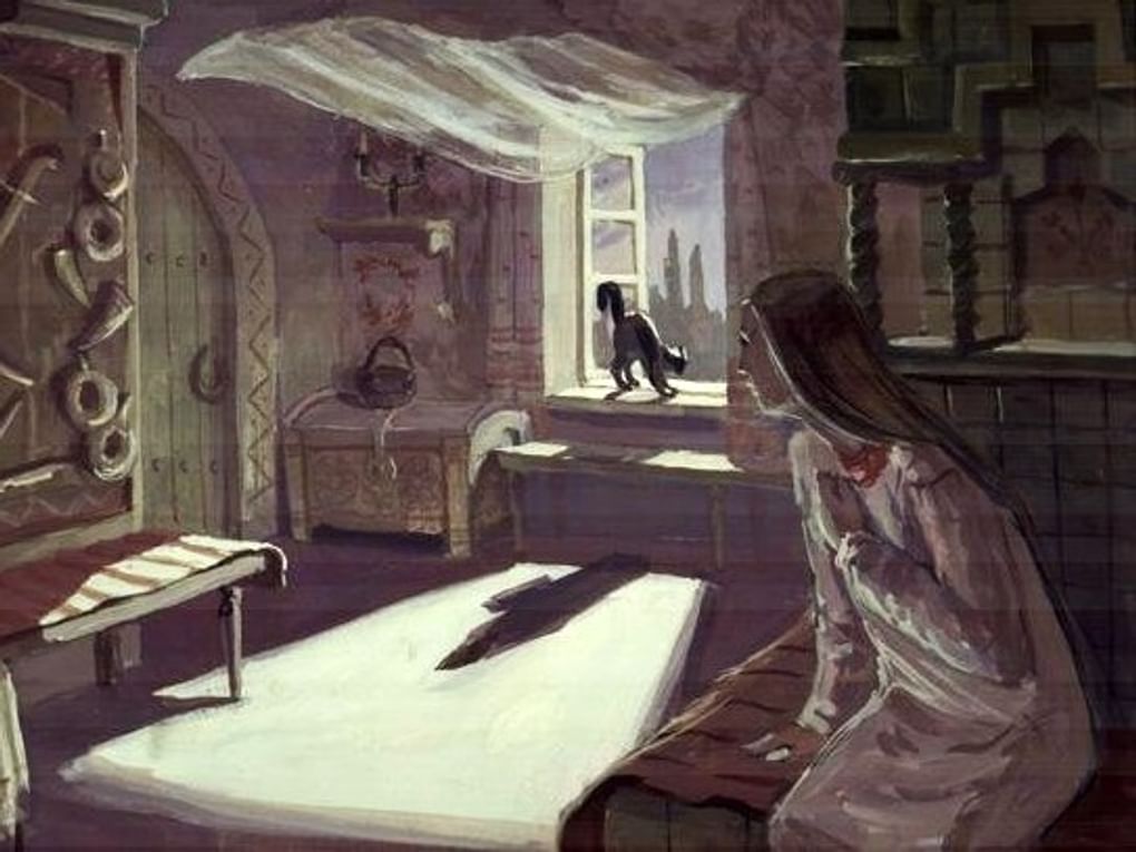 Ирина Захарова. Комната Ганны. Эскиз декорации к художественному фильму Александра Роу «Майская ночь, или Утопленница» (1952). 1952. Государственный центральный музей кино, Москва