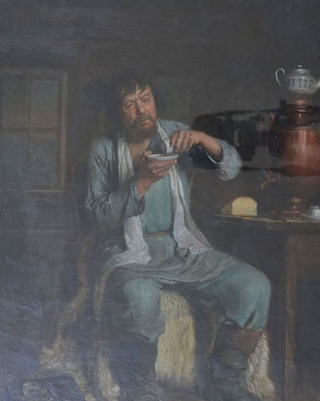 Фирс Журавлев. Извозчик на постоялом дворе (фрагмент). 1865. Ивановский областной художественный музей, Иваново