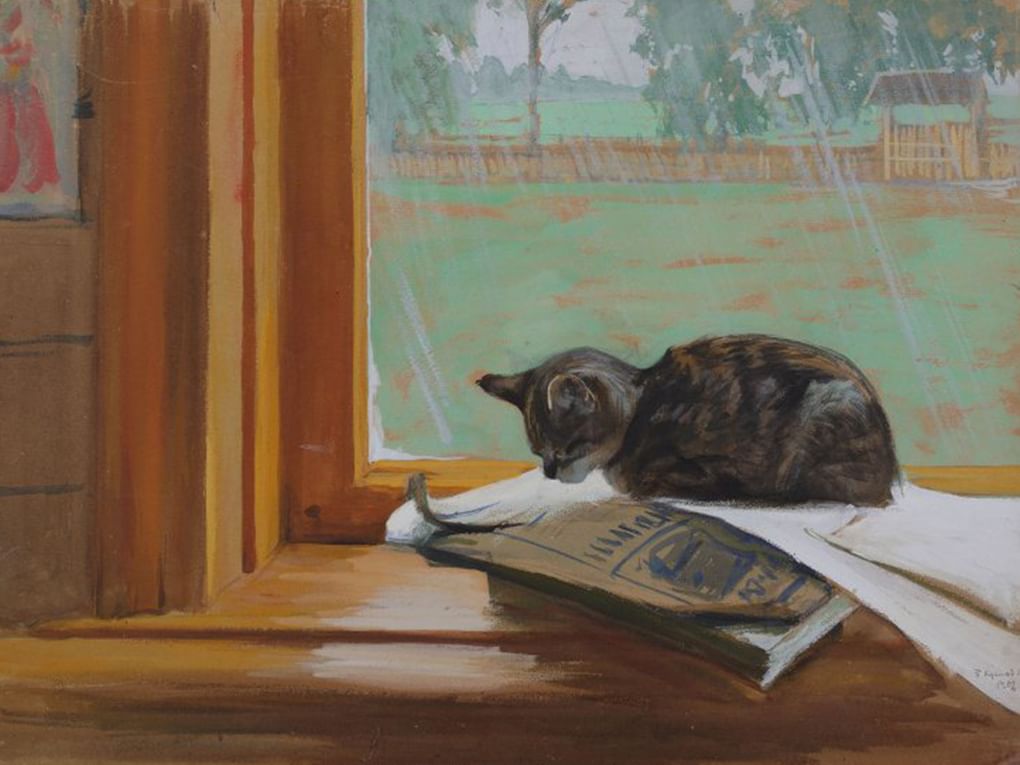 Борис Кустодиев. Кошка на окне (фрагмент). 1906. Пермская государственная художественная галерея, Пермь