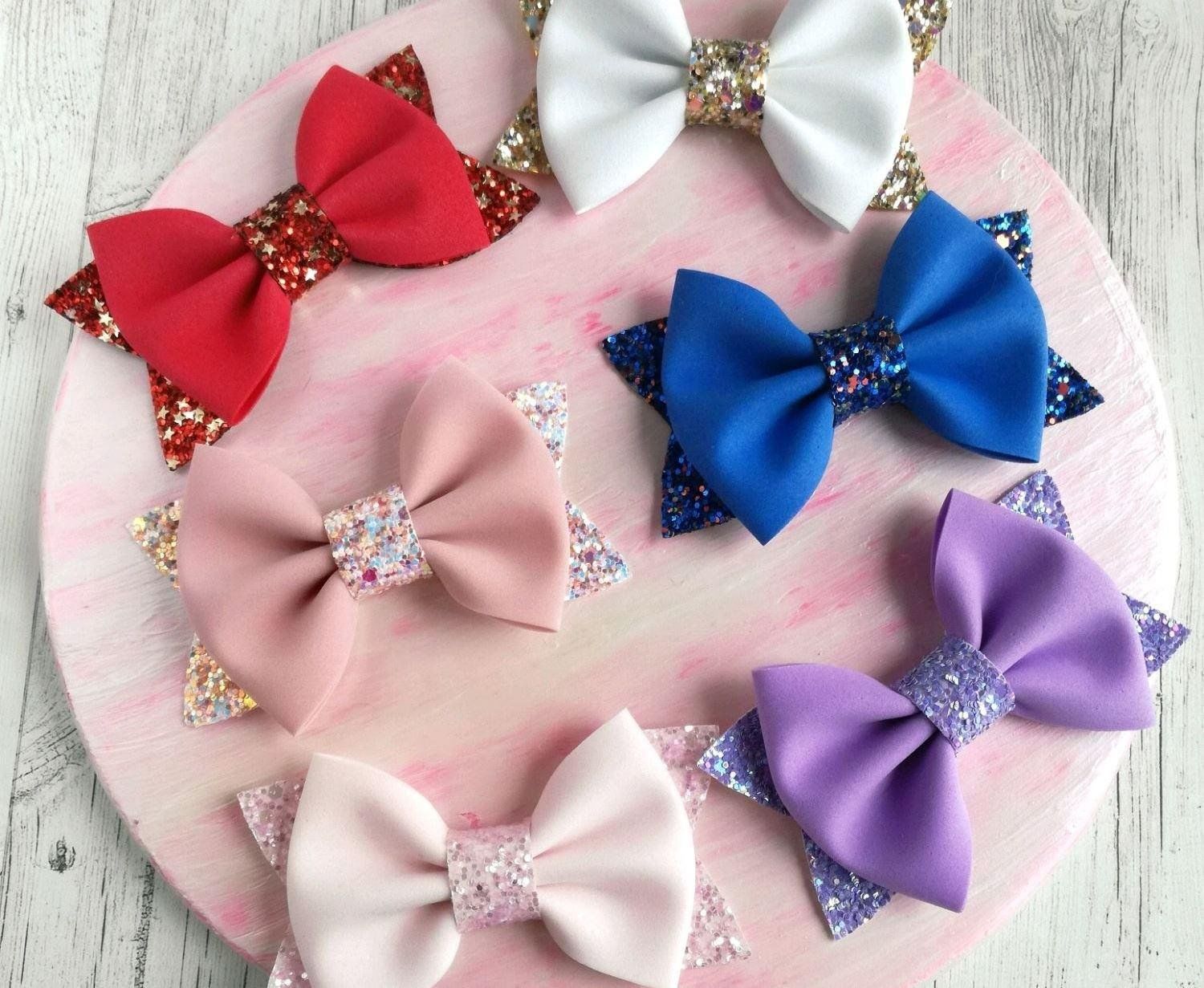 Valentines day Tulle bows glitter heart silver gold red pink mint peach lavender