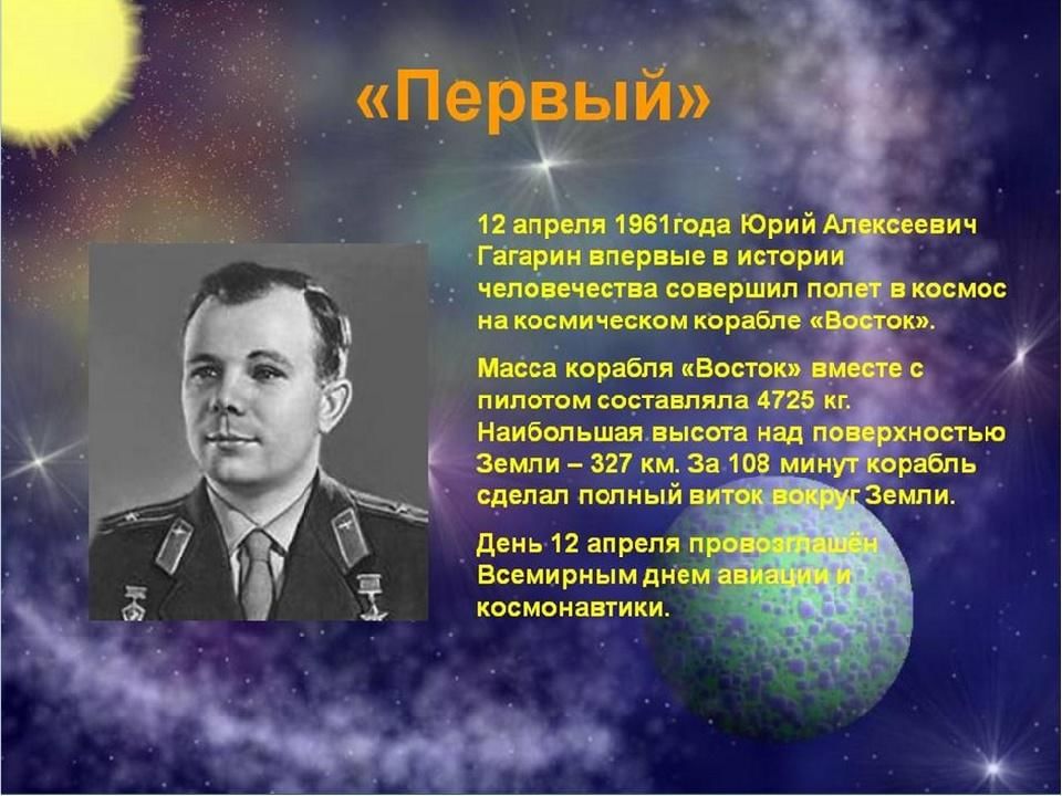 Проект герои космоса юрий гагарин