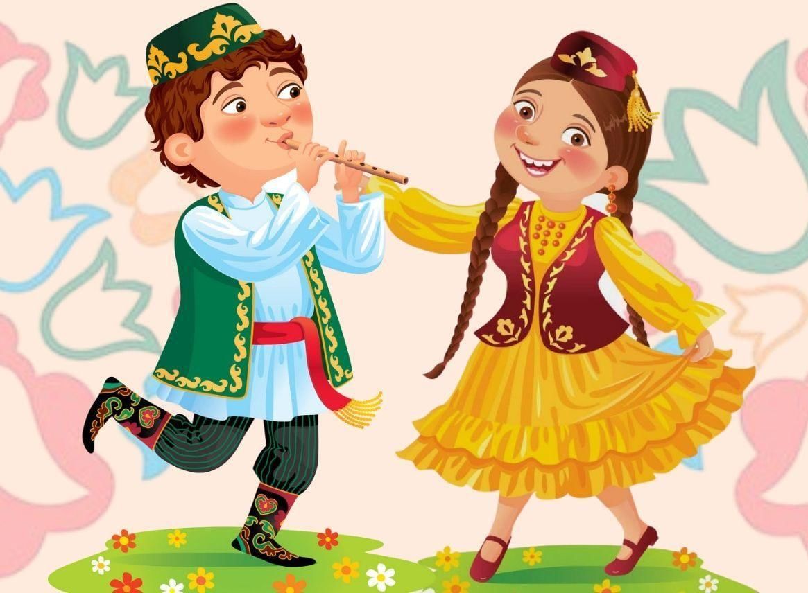 Девочка и мальчик в татарском национальном костюме