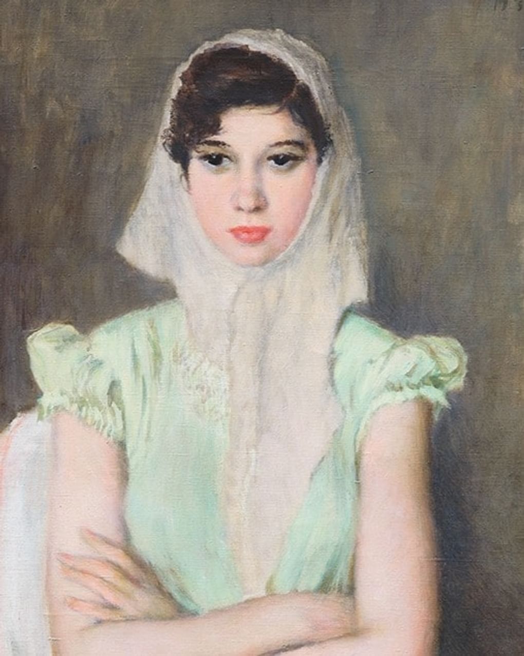 Владимир Лебедев. Девушка в зеленом платье (фрагмент). 1957. Частная коллекция
