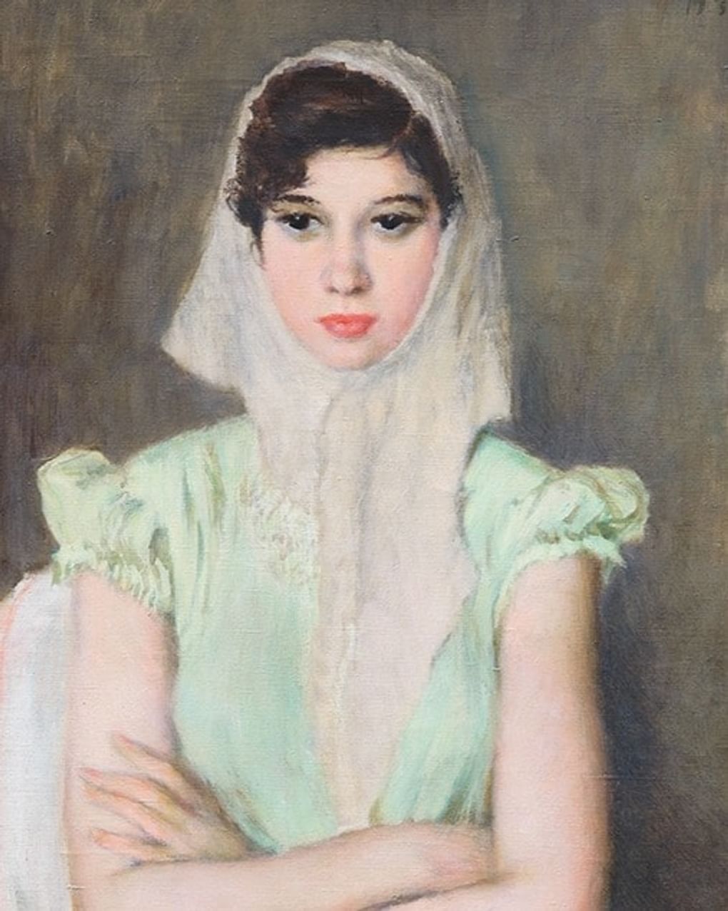 Владимир Лебедев. Девушка в зеленом платье (фрагмент). 1957. Частная коллекция