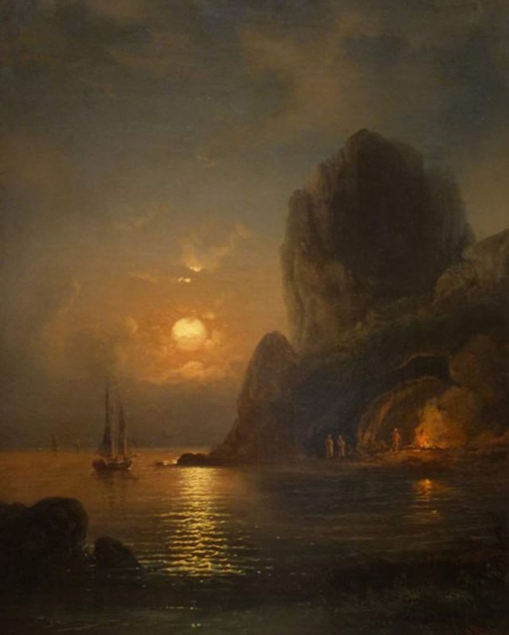Алексей Боголюбов. Лунная ночь на море (фрагмент). Вторая половина XIX века. Государственный Русский музей, Санкт-Петербург