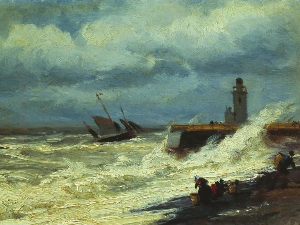 Алексей Боголюбов. Прибой в бурю (фрагмент). 1870-е. Вольский краеведческий музей, Вольск, Саратовская область