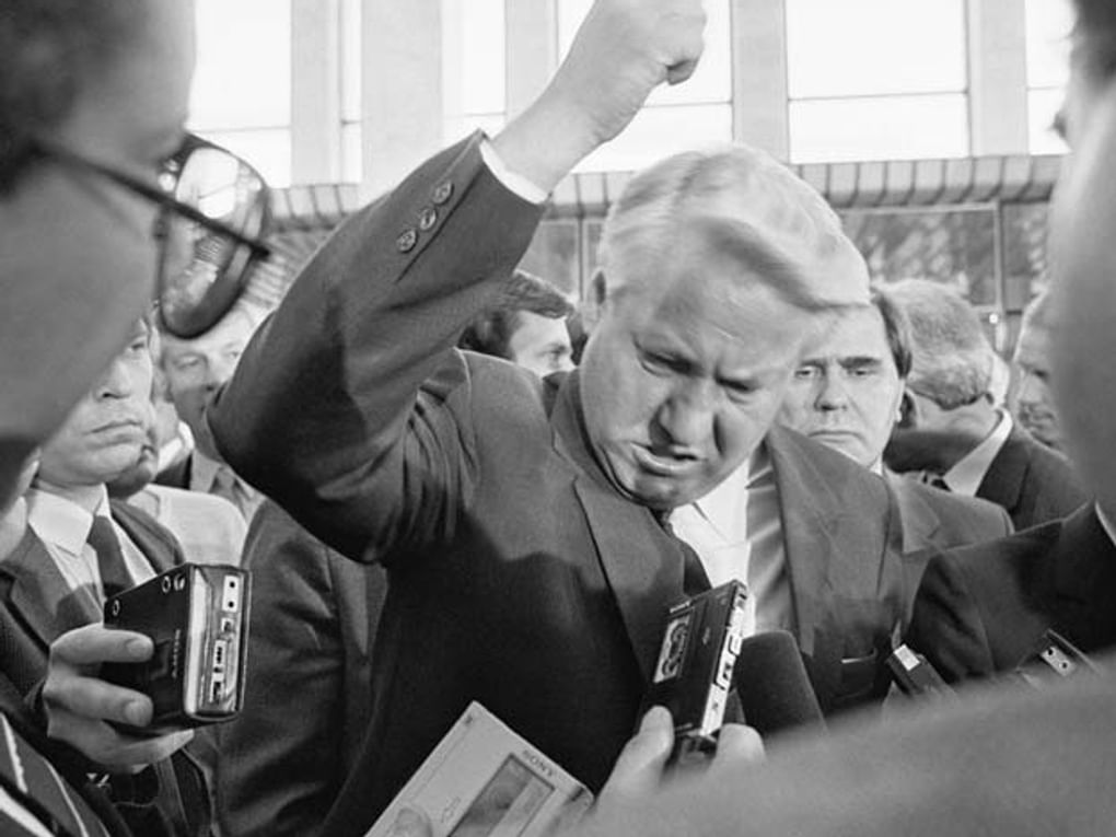 Владимир Лагранж. Борис Николаевич Ельцин (фрагмент). 1990. Фотография: монография «Владимир Лагранж 1960 – 1990»