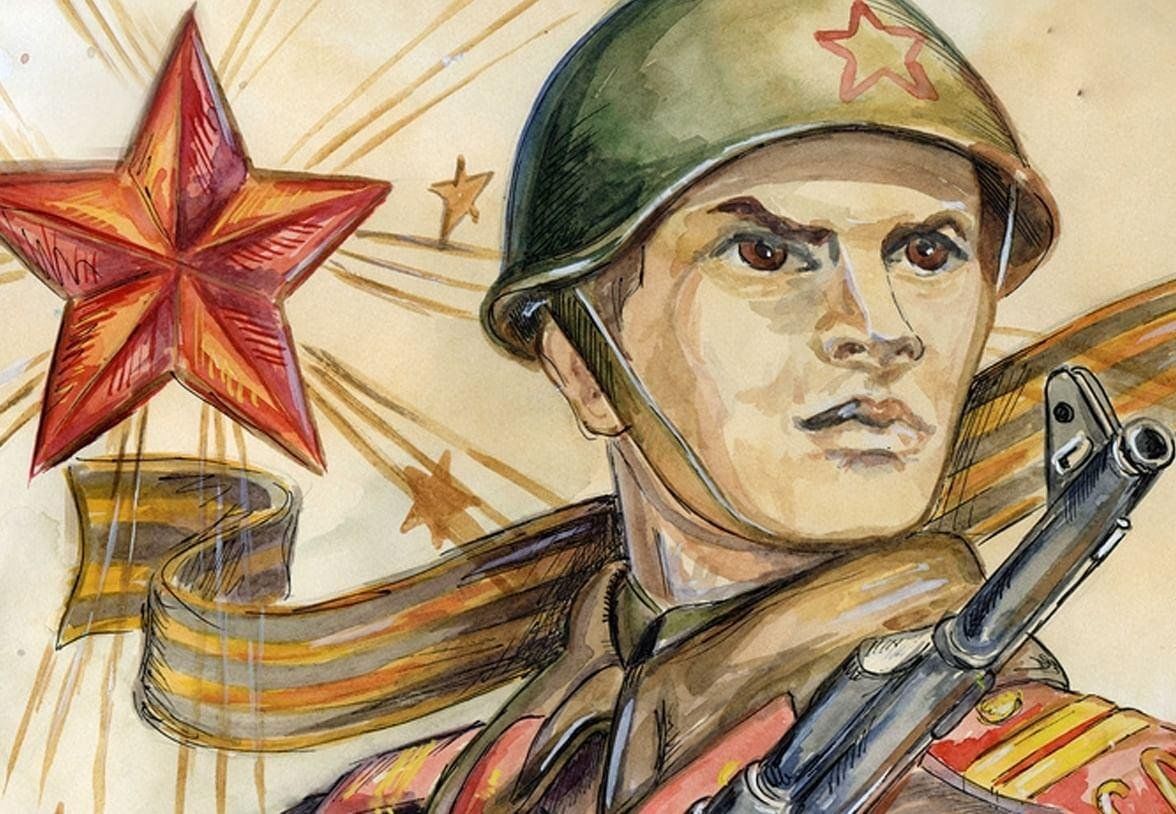 Рисунок портрет солдата к 9 мая