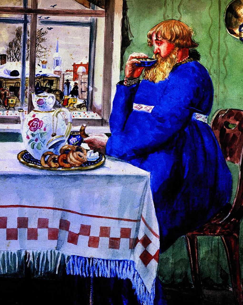 Борис Кустодиев. Извозчик в трактире (фрагмент). 1920. Научно-исследовательский музей при Российской Академии художеств, Санкт-Петербург