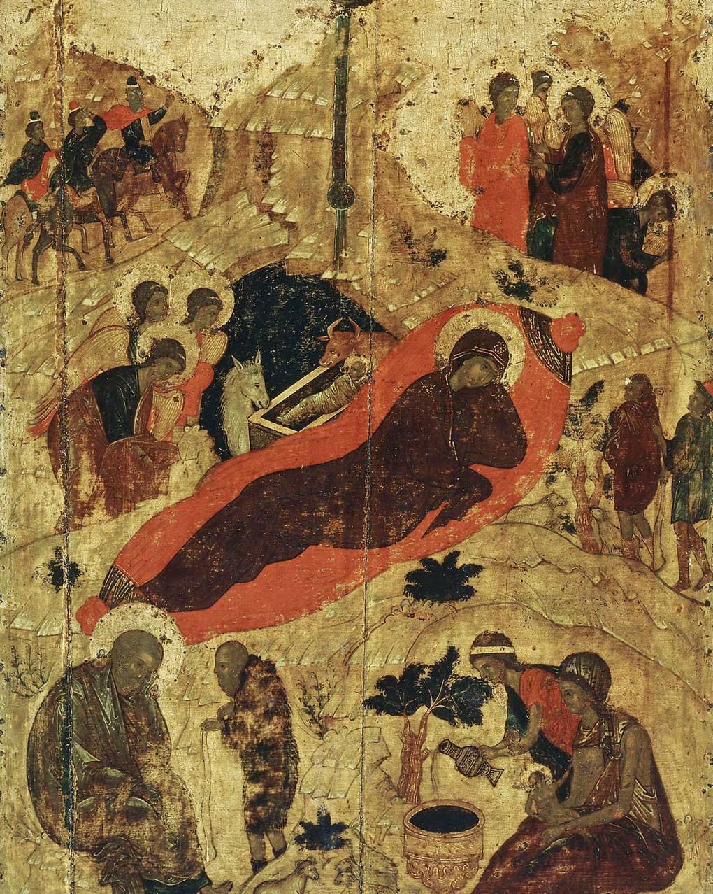 Андрей Рублев. Рождество Христово (фрагмент). 1410-е. Благовещенский собор Московского Кремля, Москва