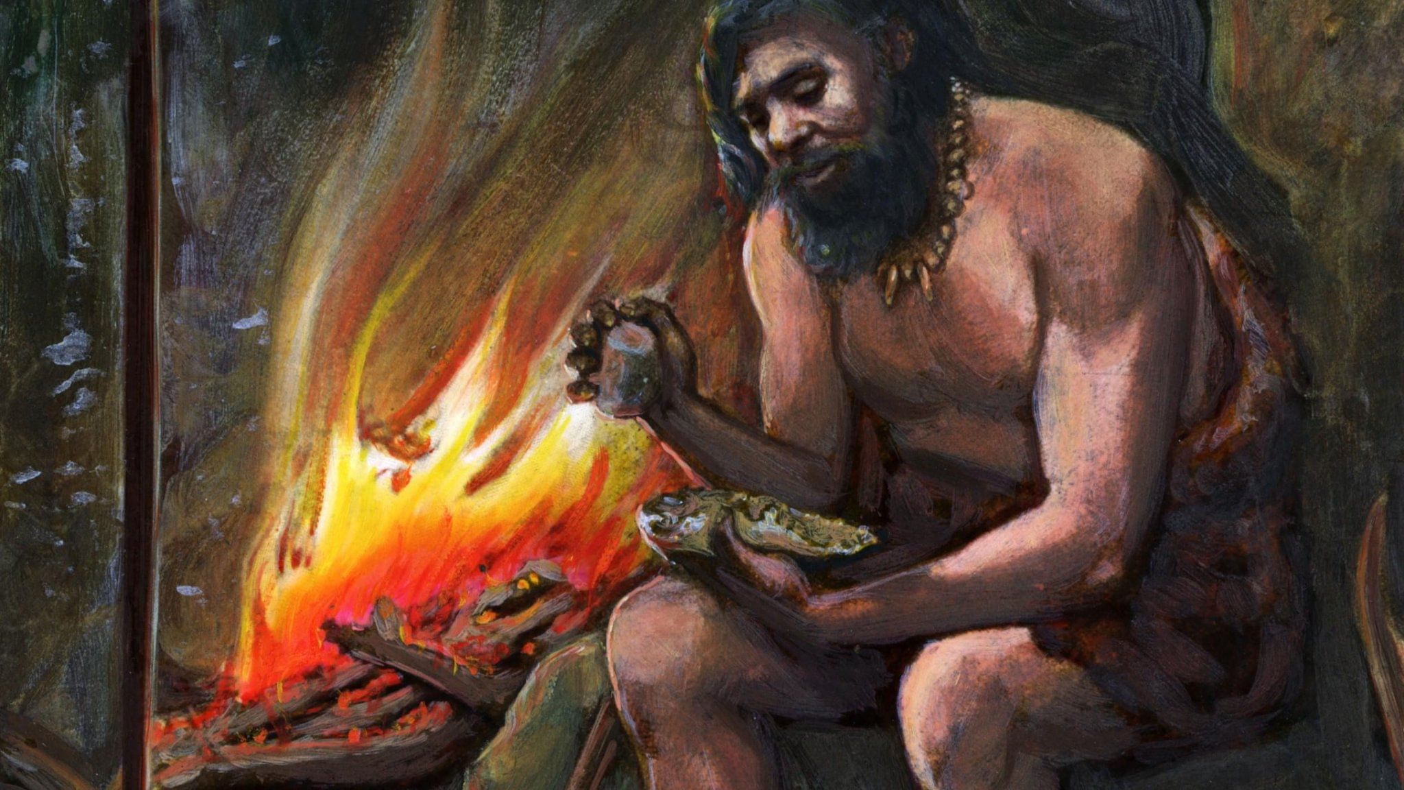Мужчина в древние времена. Неандертальцы и кроманьонцы у огня. Неандерталец добывает огонь. Человек добывает огонь. Первобытные люди добывают огонь.