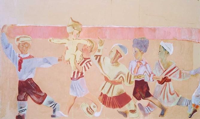 Алексей Пахомов. Хоровод детей всех наций. Четвертый фрагмент. 1929. Государственный Русский музей, Санкт-Петербург
