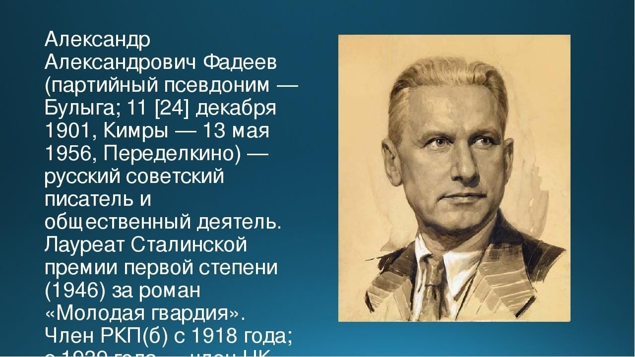 Фадеев александр александрович презентация