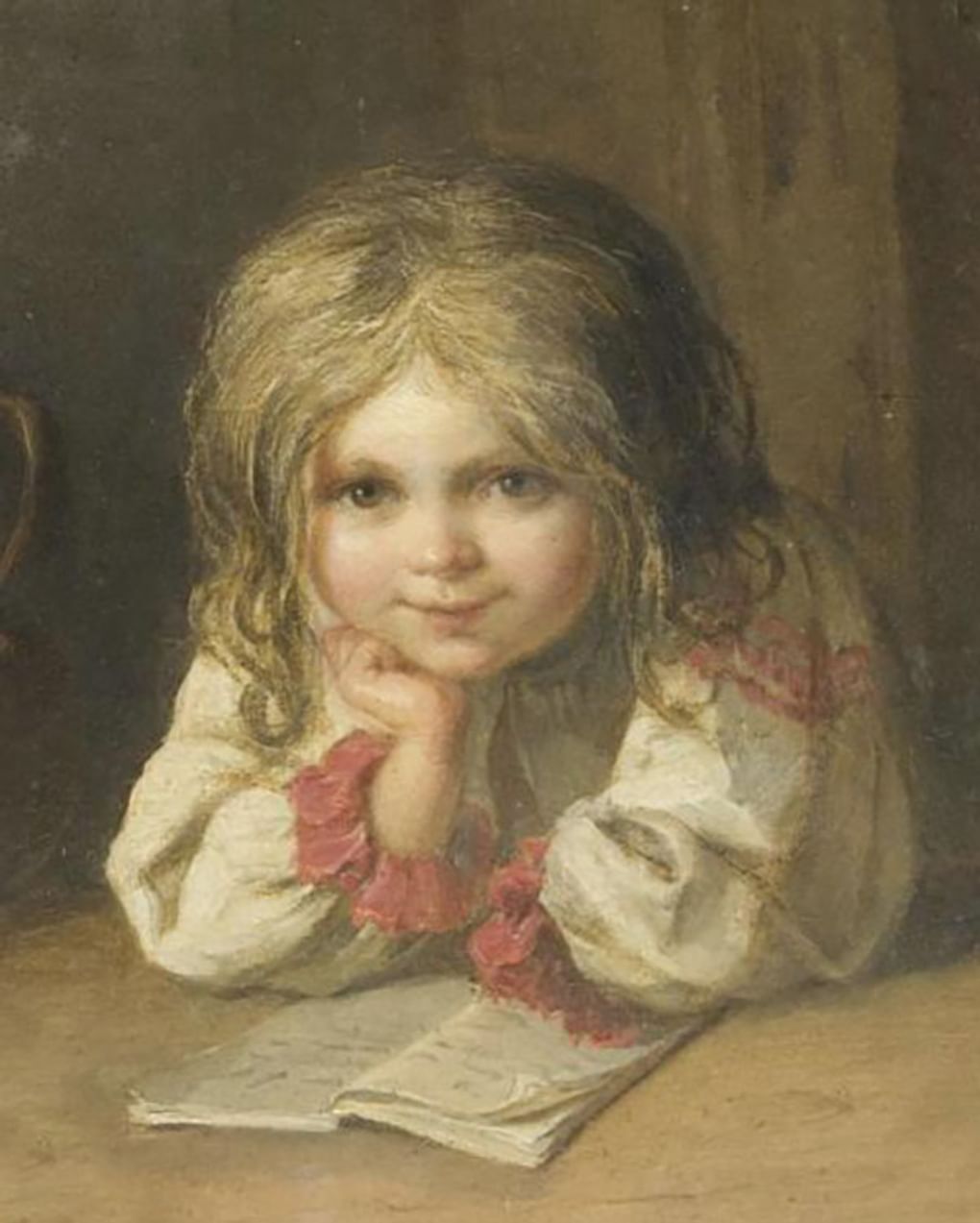 Николай Рачков. Девочка с азбукой (фрагмент). 1866. Государственный историко-художественный и литературный музей-заповедник «Абрамцево», село Абрамцево, Московская область