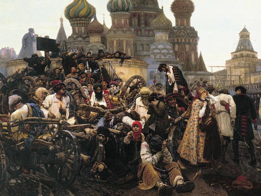 Василий Суриков. Утро стрелецкой казни (фрагмент). 1881. Государственная Третьяковская галерея, Москва