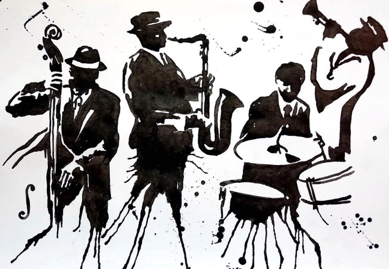 С чем же джазисты помогли подразделению. Джаз – искусство XX века. Иллюстрации в стиле джаз. Джазовый оркестр.