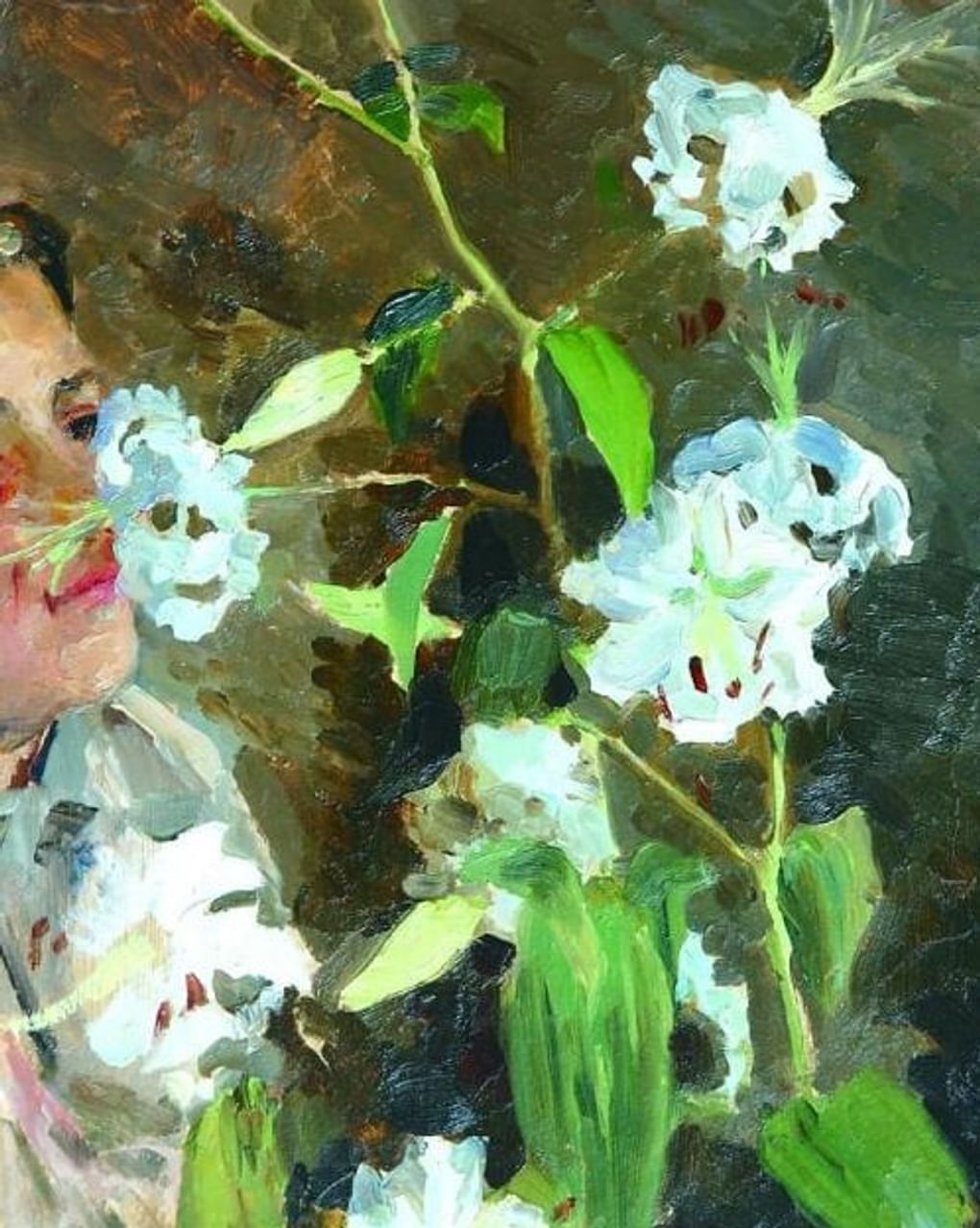 Елена Поленова. Аквилегии (фрагмент). 1870–90-е (?). Государственный мемориальный историко-художественный и природный музей-заповедник В.Д. Поленова, Страхово, Тульская область