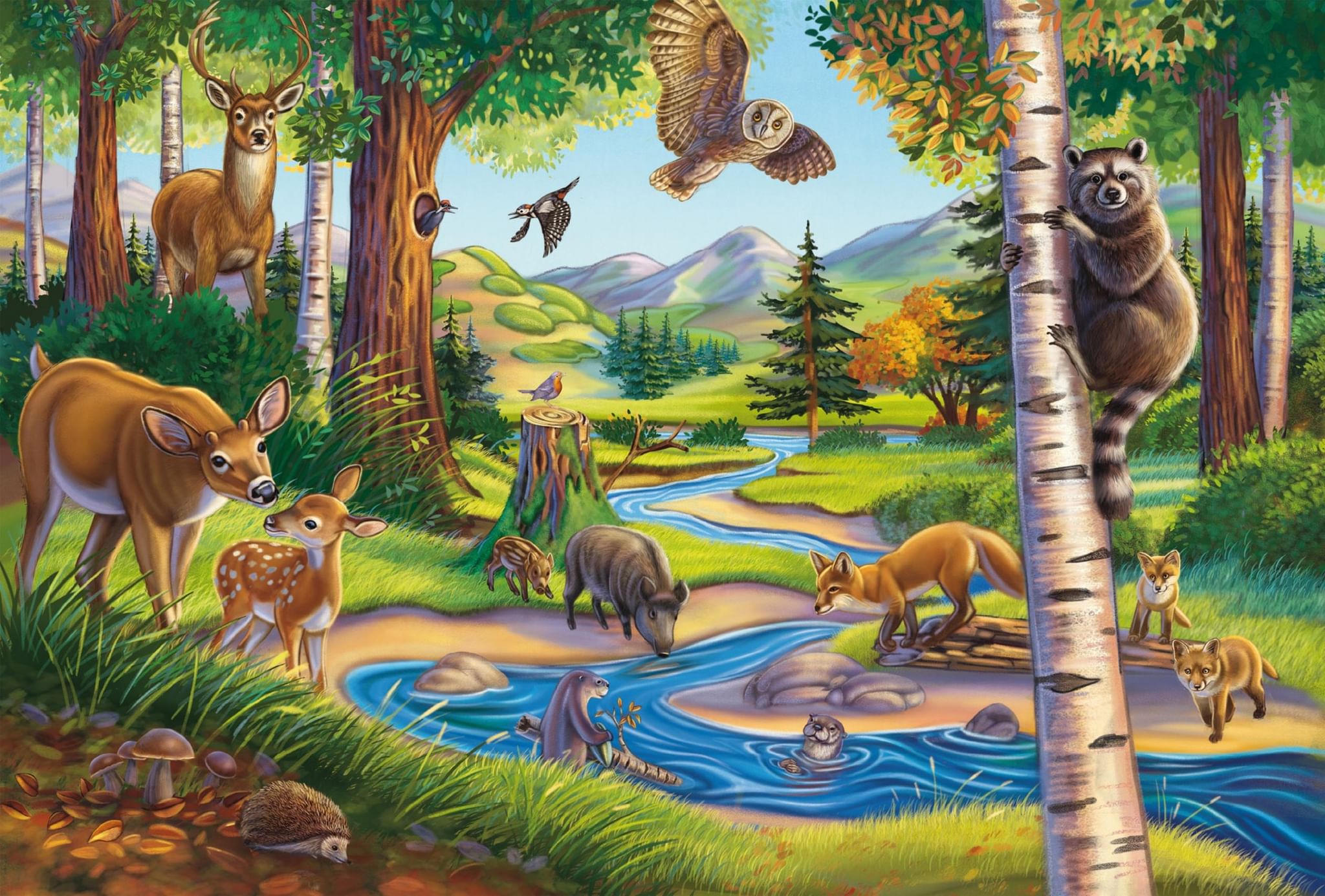 Картина животный мир. Обитатели леса. Звери в лесу. Животные леса для детей. Лес с животными.