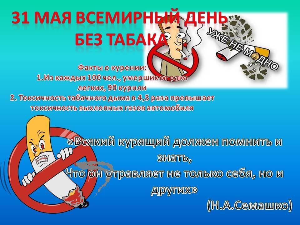 План мероприятий всемирный день без табака