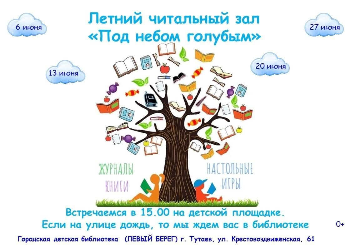 Летний читальный зал «Под небом голубым» 2024, Тутаевский район — дата и  место проведения, программа мероприятия.