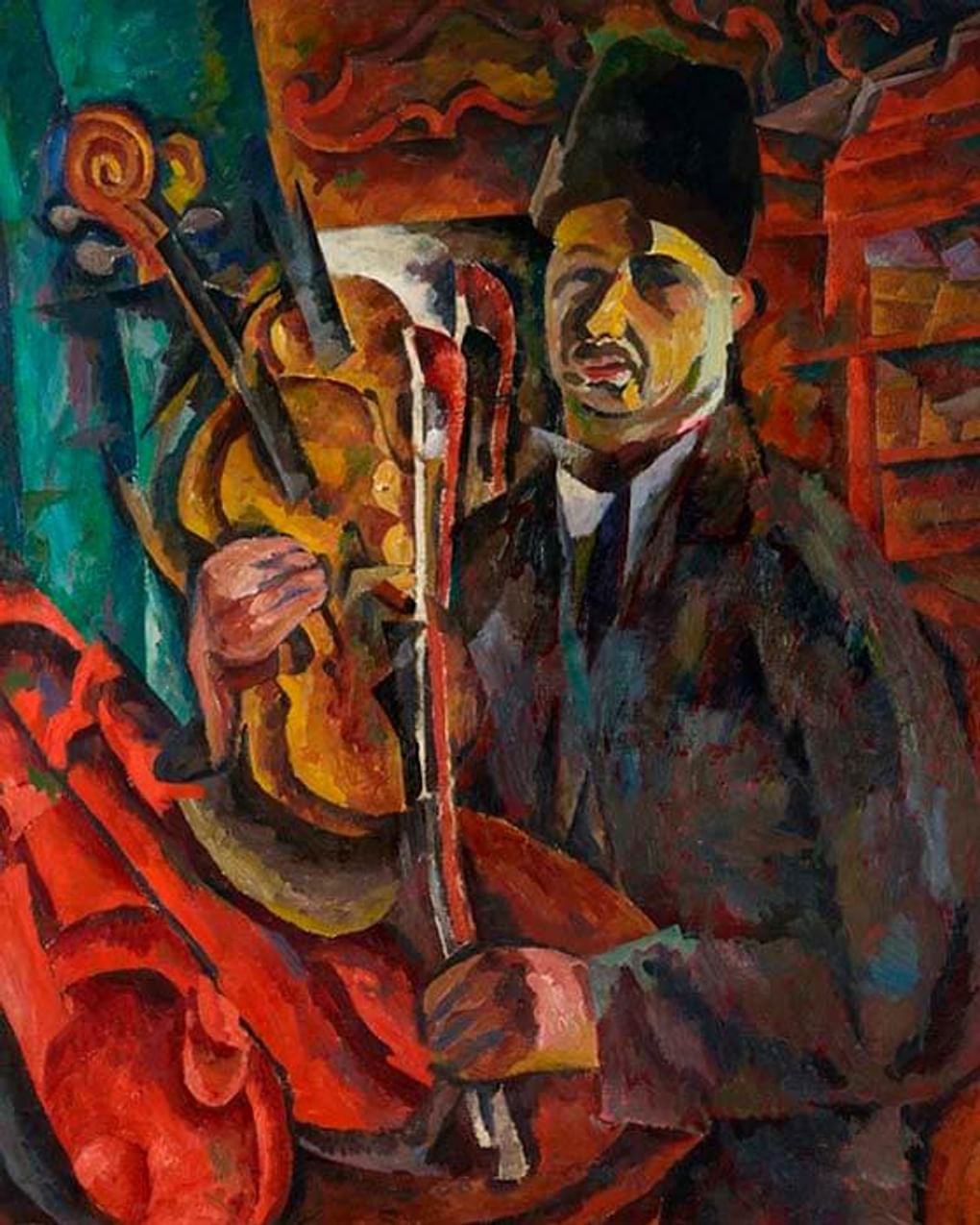 Аристарх Лентулов. Автопортрет со скрипкой (фрагмент). 1919. Частное собрание