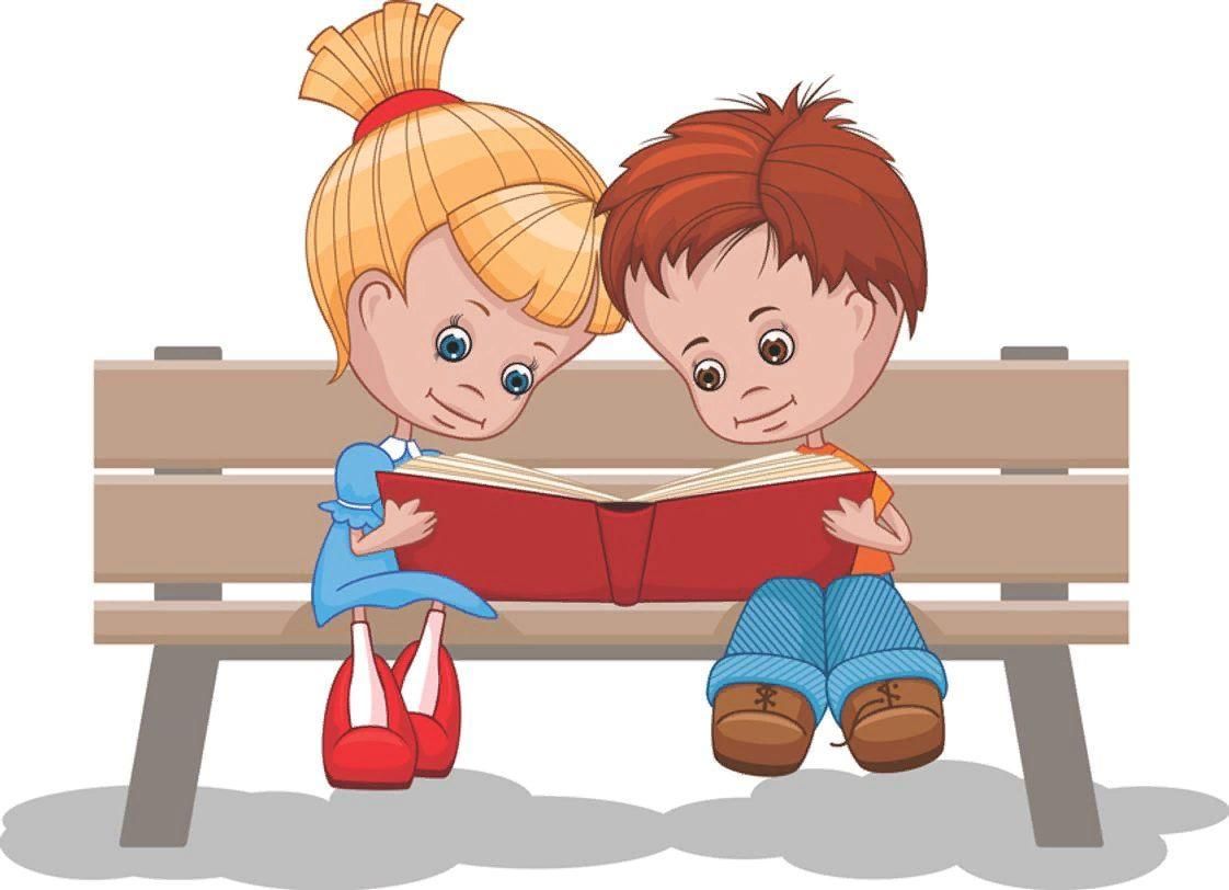 Мальчик и девочка на скамейке