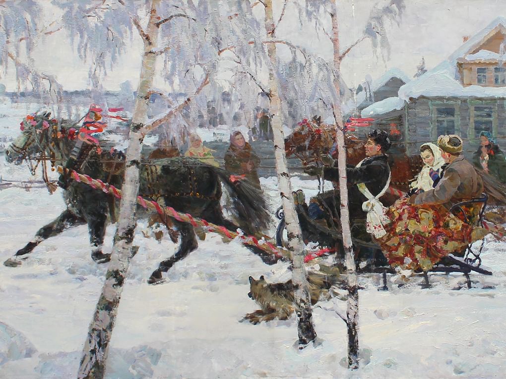 Евгений Щербаков. Свадьба (фрагмент). Конец 1950-х. Городской музей, Ангарск, Иркутская область