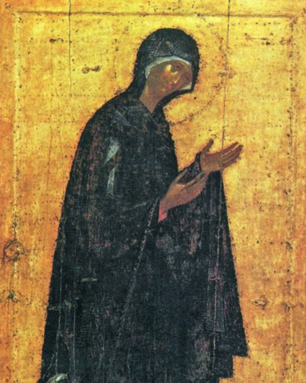 Феофан Грек. Деисусный чин. Богоматерь (фрагмент). 1405. Благовещенский собор Московского Кремля, Москва