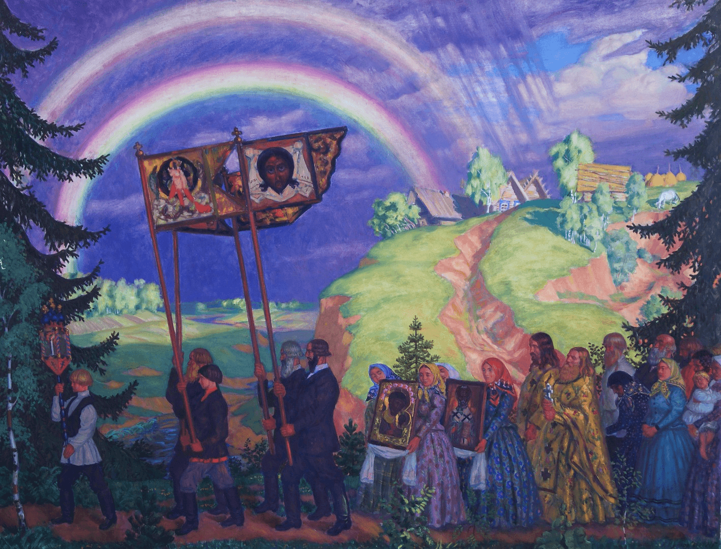 Б. Кустодиев. Крестный ход. 1915.