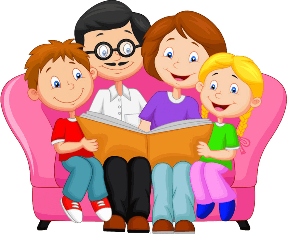Вместе книга и семья. Семейное чтение. Читающая семья. Родители и дети клипарт. Книги о семье.