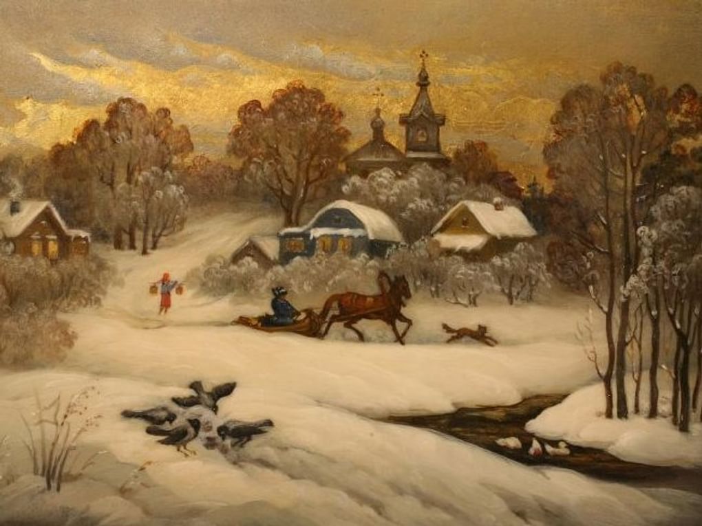 Лидия Строганова. Шкатулка «Зима. Федоскино». 1984. Всероссийский музей декоративно-прикладного и народного искусства, Москва