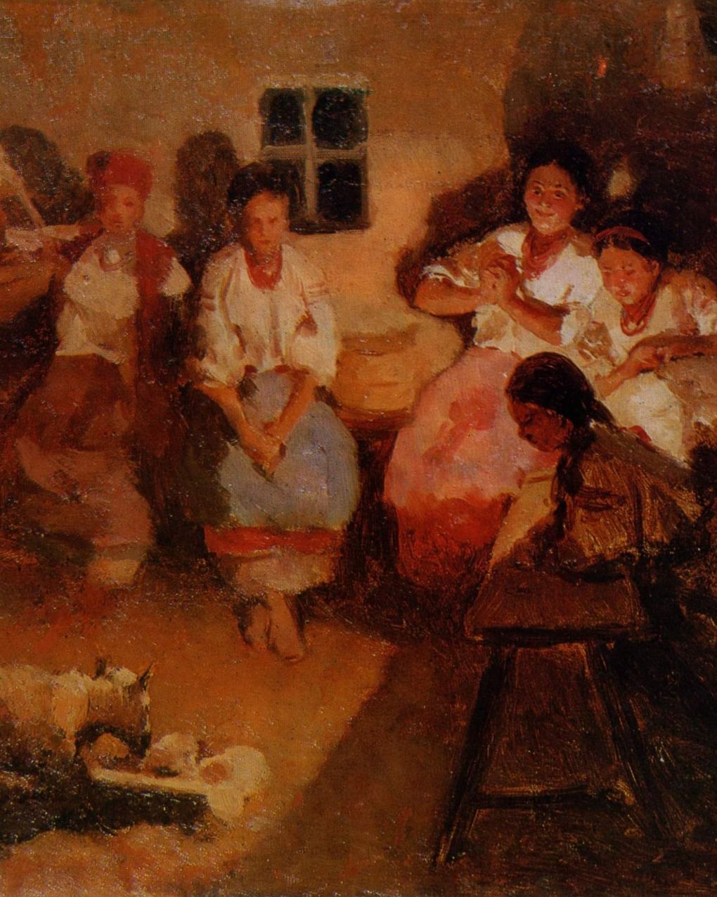 Николай Пимоненко. Девушки гадают (фрагмент). 1893. Национальный художественный музей Украины, Киев, Украина