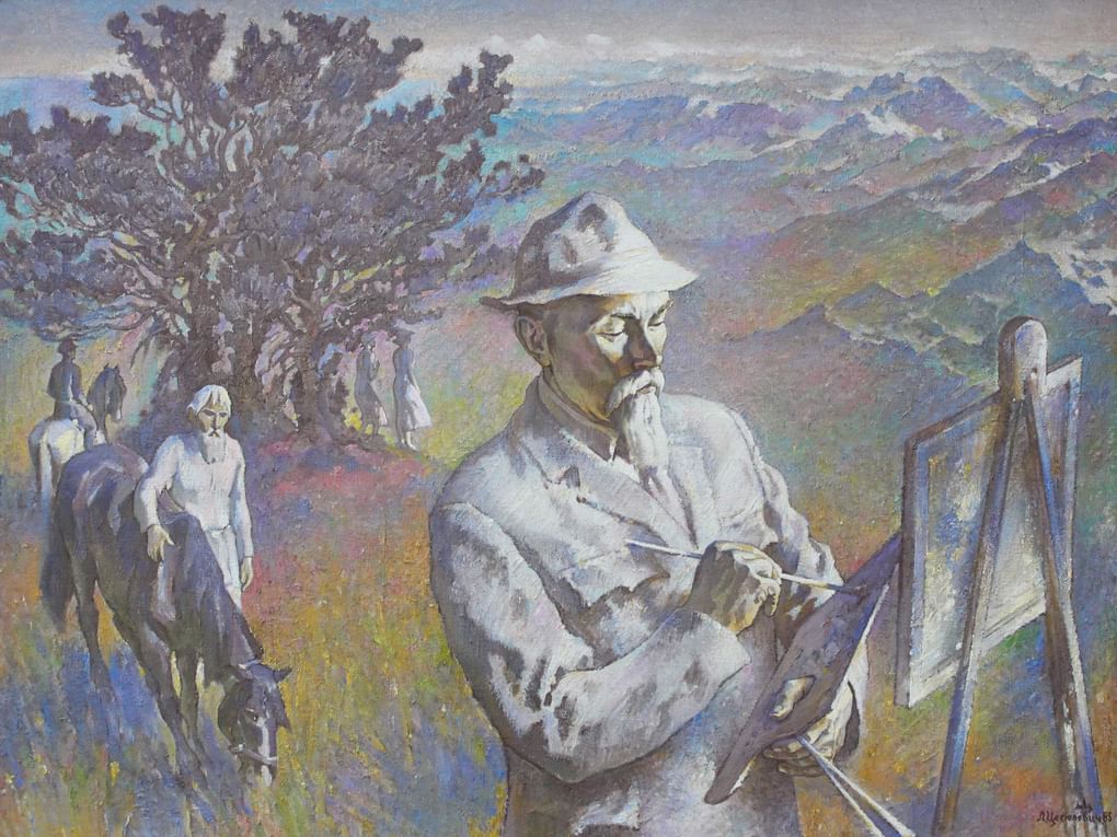 Леопольд Цесюлевич. Николай Рерих на Алтае (фрагмент). 1985. Краеведческий музей, Рубцовск, Алтайский край