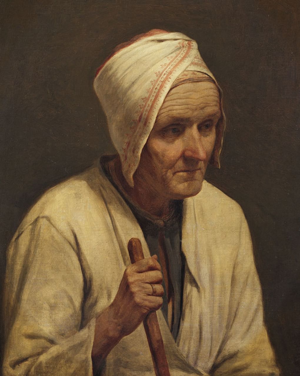 Алексей Венецианов. Старая крестьянка с клюкой (фрагмент). 1830-е. Государственная Третьяковская галерея, Москва