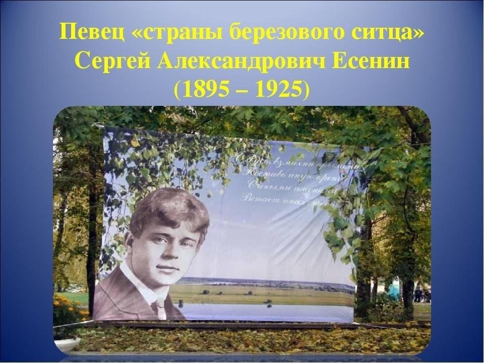 Особенно есенина. Страна берёзового ситца Есенин. Есенин поэт березового ситца.