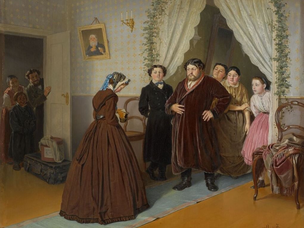 Василий Перов. Приезд гувернантки в купеческий дом. 1866. Государственная Третьяковская галерея, Москва