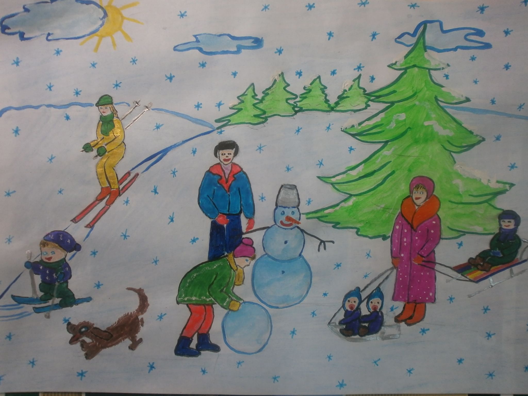 Рисунок на тему моя семья и новый год