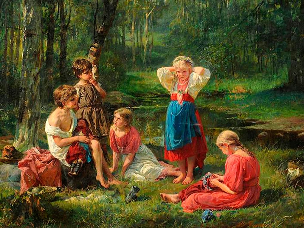 Василий Голынский. Дети в лесу (фрагмент). 1890. Саратовский государственный художественный музей им. А.Н. Радищева, Саратов