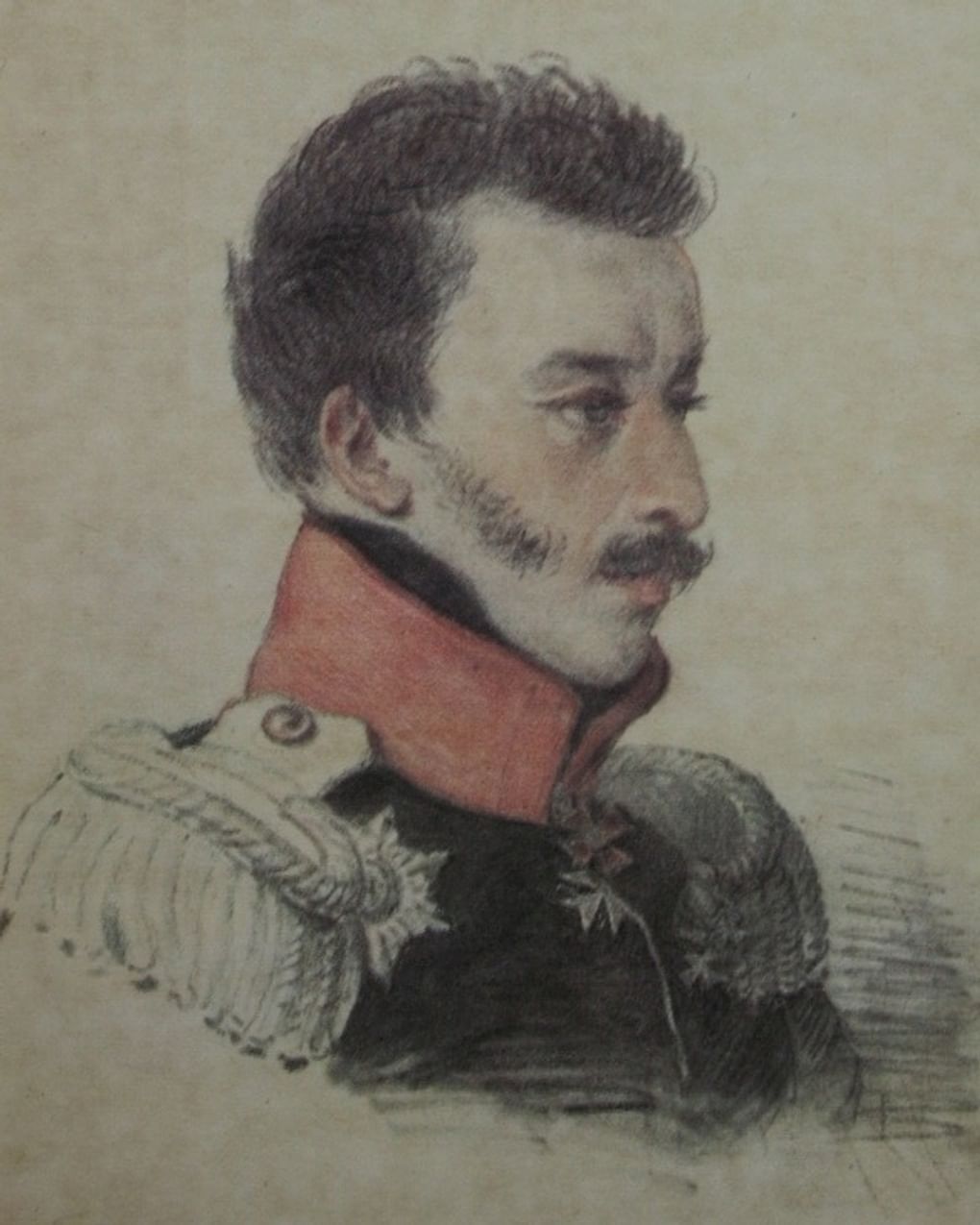 Петр Соколов. Портрет Сергея Волконского (фрагмент). Конец 1816–начало 1817. Государственный музей А.С. Пушкина, Москва