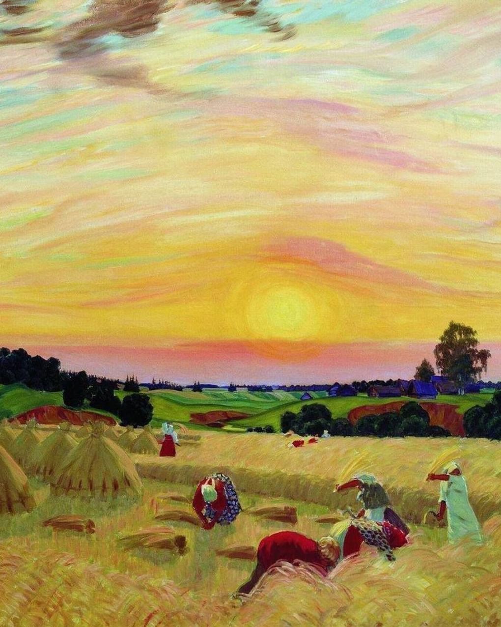 Борис Кустодиев. Жатва (фрагмент). 1914. Астраханская государственная картинная галерея им. П.М. Догадина, Астрахань