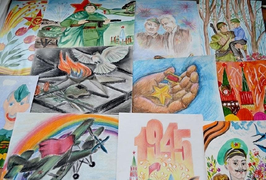 Выставка рисунков о победе