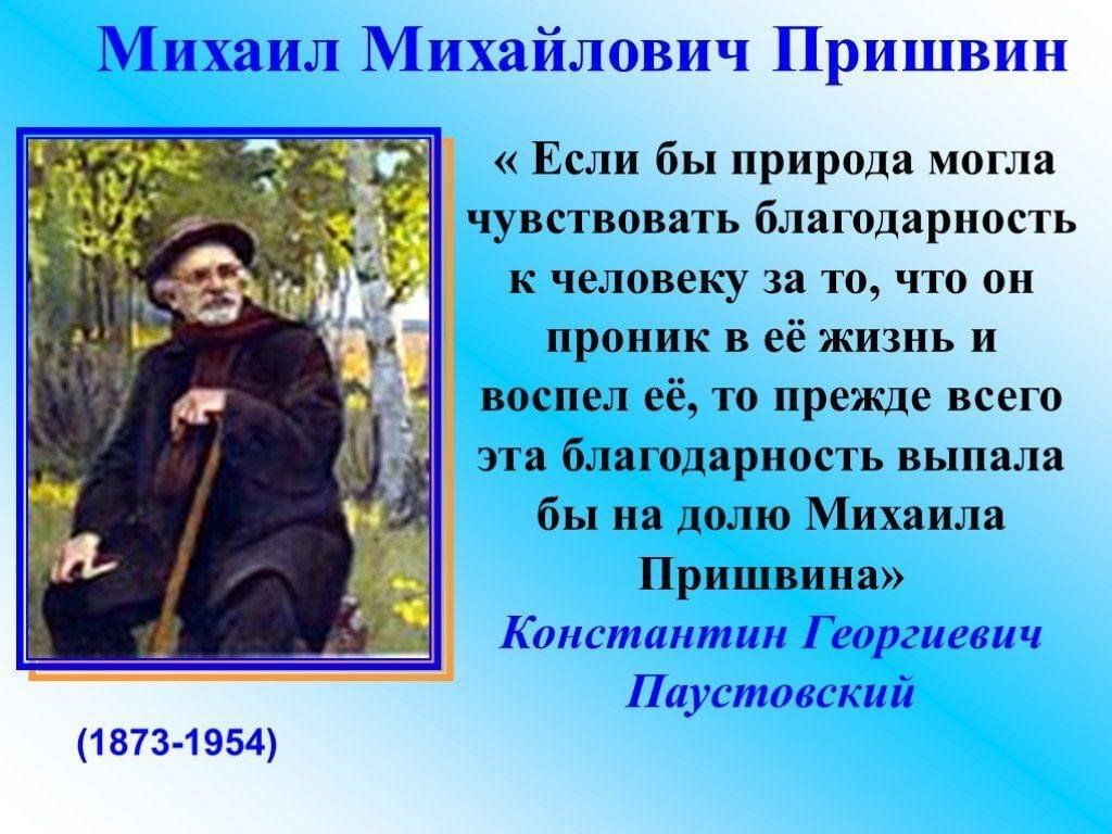 Благодаря родине человек. Михаила Михайловича Пришвина (1873–1954).