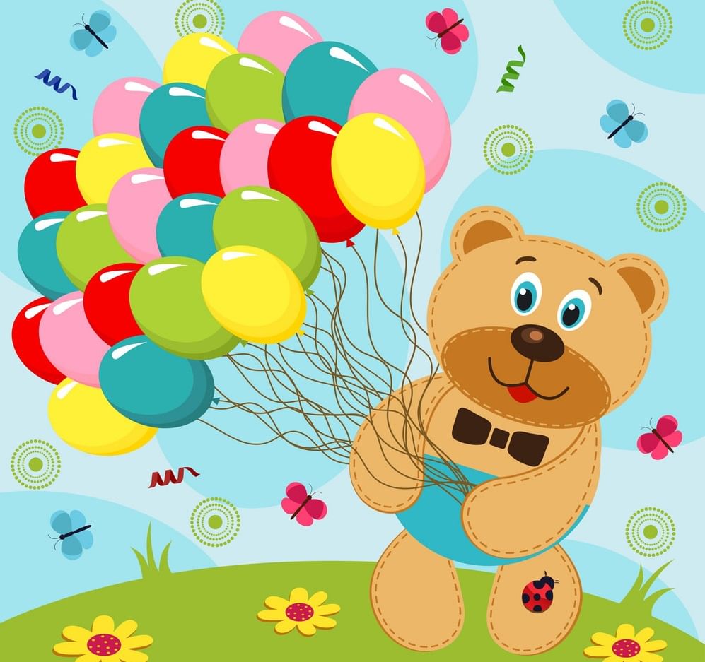С днём рождения медведь с шарами