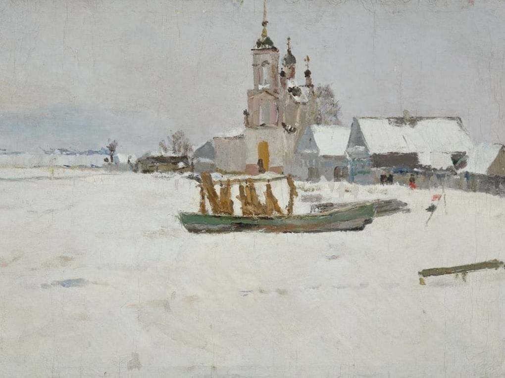 Виктор Сорокин. Зима на озере (фрагмент). 1965. Липецкий областной краеведческий музей, Липецк