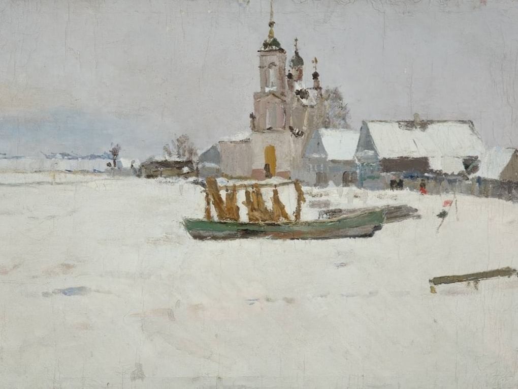 Виктор Сорокин. Зима на озере (фрагмент). 1965. Липецкий областной краеведческий музей, Липецк