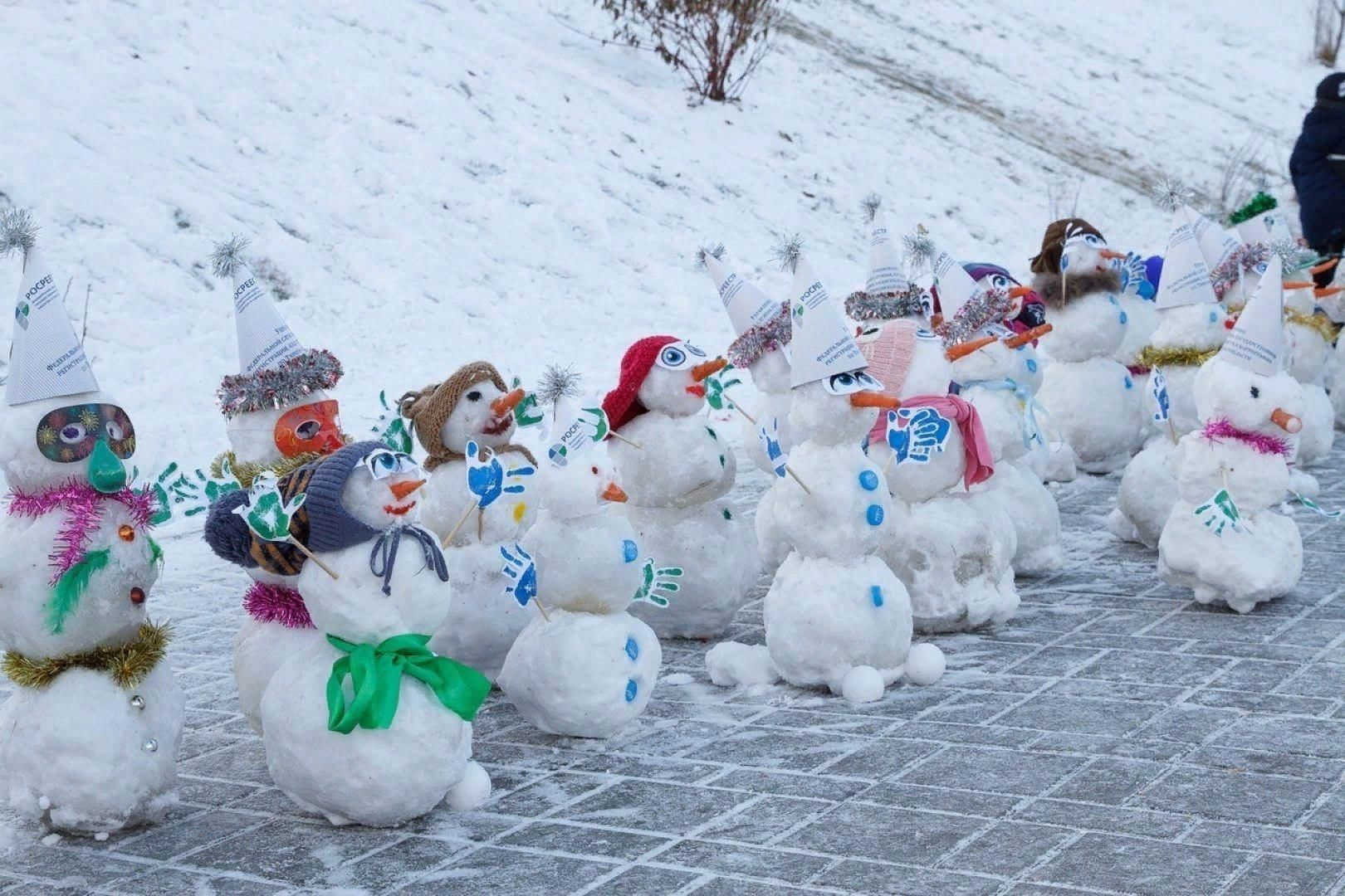 Фото снеговика из снега